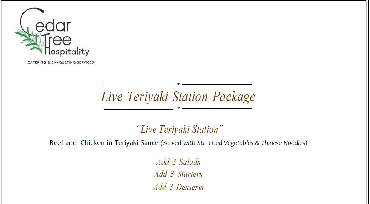 Live Teriyaki Station by Cedar Tree Hospitality